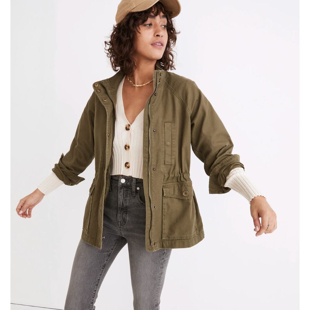 NEW Madewell Northover Jacket Parka Utility Khaki Olive Cotton Oversized XXS